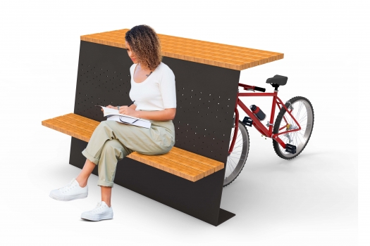 Mesa e Banco c/ suporte de bicicletas 